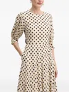 Pedro Del Hierro Polka-dot Puff-sleeve Midi Dress In Neutral