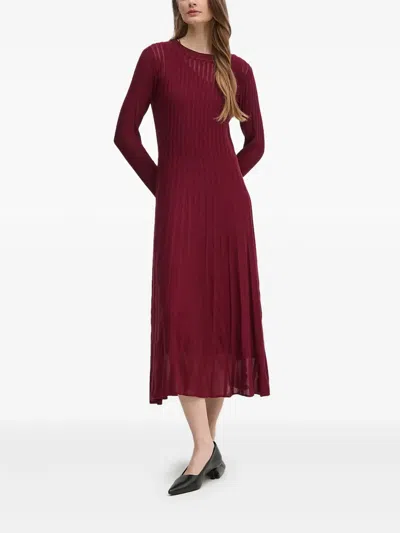 Pedro Del Hierro Ribbed Crew-neck Midi Dress In Red