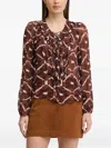 Pedro Del Hierro Ruffled Patterned Top In Brown