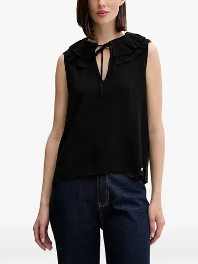 Pedro Del Hierro Ruffled-neck Blouse In Black