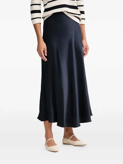 Pedro Del Hierro Satin Midi Skirt In Blue