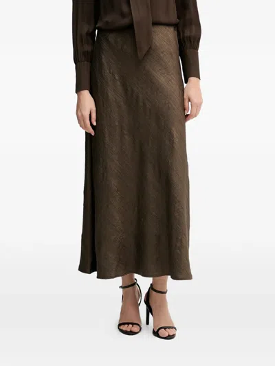 Pedro Del Hierro Satin Midi Skirt In Brown