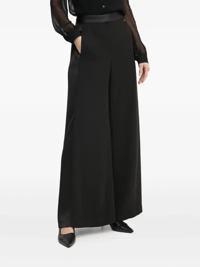 Pedro Del Hierro Satin-panelled Wide-leg Trousers In Black