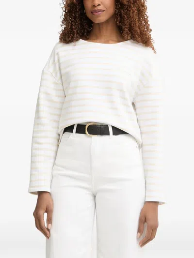 Pedro Del Hierro Striped Logo-embroidered Sweater In White