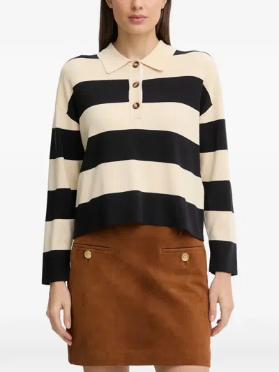 Pedro Del Hierro Striped Polo-collar Sweater In White