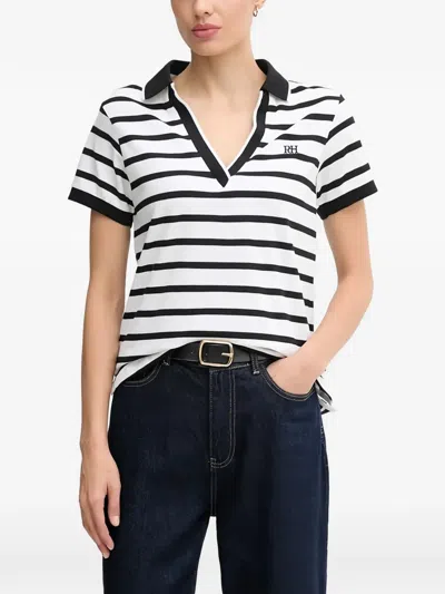 Pedro Del Hierro Striped V-neck T-shirt In White