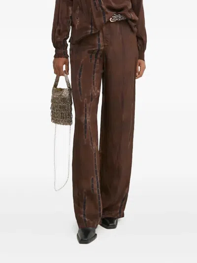 Pedro Del Hierro Tie-dye Wide-leg Trousers In Brown