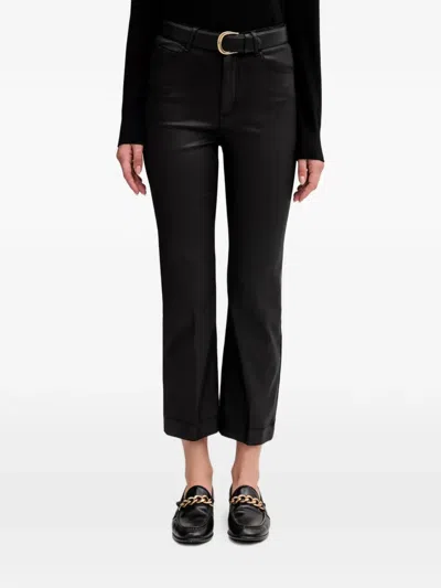 Pedro Del Hierro Turn-up Faux-leather Trousers In Black