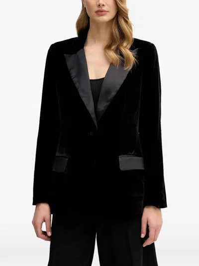 Pedro Del Hierro Velvet-collar Blazer In Black