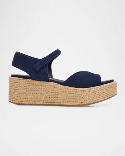 Pedro Garcia 50mm Nirvana Suede Midi Platform Espadrilles In Blue