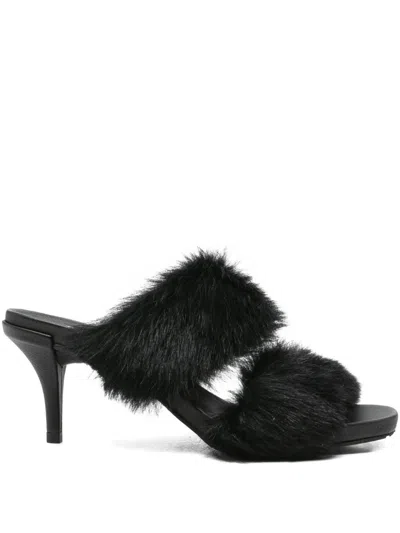 Pedro Garcia 65mm Cissy Fur-trimmed Heeled Sandals In Black