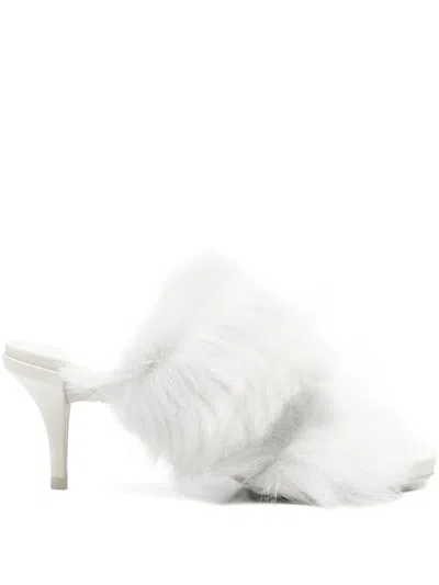 Pedro Garcia 65mm Fur-trimmed Mules In White