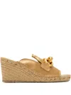 Pedro Garcia 75mm Oliveta Chain-embellished Wedge Mules In Gold