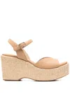 Pedro Garcia Doina Leather Platform Wedge Sandals In Brown