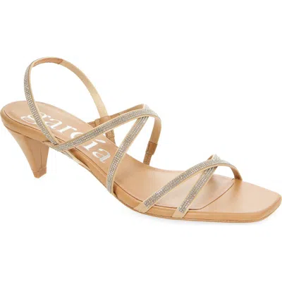 Pedro Garcia 45mm Aday Embellished Satin Slingback Sandals In Brown