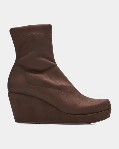 Pedro Garcia Aliana 65mm Suede Wedge Sock Boots In Brown