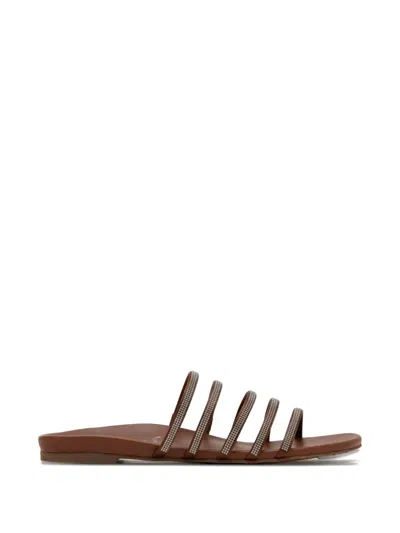 Pedro Garcia Beatrix Rhinestone-strap Sandals In Brown