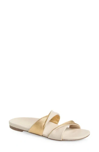 Pedro Garcia Bego Slide Sandal In Macadamia-gold Nappa