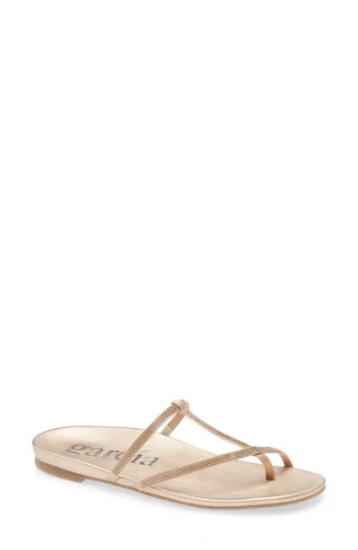 Pedro Garcia Belisa Sandal In Rose Gold Nappa Lame