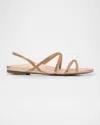 Pedro Garcia Bera Crystal Strappy Sandals In Rose Gold