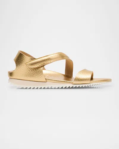Pedro Garcia Bessi Asymmetric Flat Leather Sandals