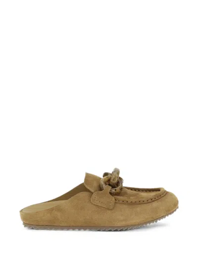 Pedro Garcia Bilma Chain-link Suede Mules In Brown