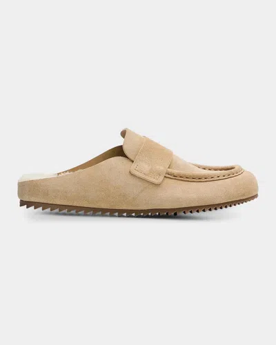 Pedro Garcia Bilma Shearling-lined Suede Mules In Brown