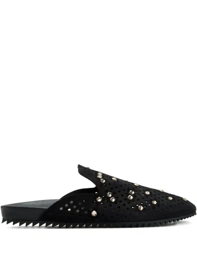 Pedro Garcia Braidy Crystal-embellished Perforated Mules