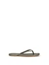 Pedro Garcia Green Crystals Flat Sandals In Gray