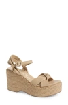Pedro Garcia Dalila Ankle Strap Platform Wedge Sandal In Tapioca Caprine