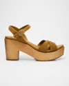 Pedro Garcia Dalys Suede Platform Wedge Sandals In Brown