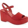 Pedro Garcia Danila Ankle Strap Platform Wedge Sandal In Poppy Castoro