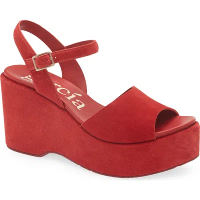 Pedro Garcia Danila Ankle Strap Platform Wedge Sandal In Poppy Castoro