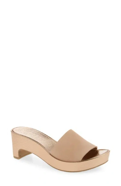 Pedro Garcia Diedra Leather Wedge Slide Sandal In Neutral