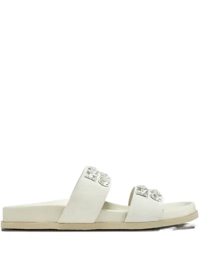 Pedro Garcia Dily Crystal-embellished Double-strap Sandals In White