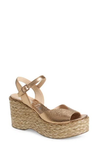 Pedro Garcia Doina 04 Ankle Strap Platform Sandal In Cava Cervo Lame
