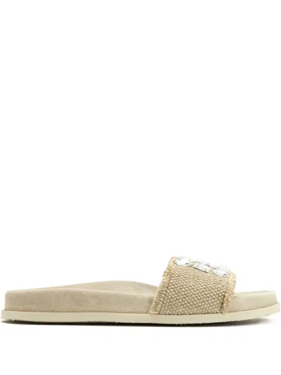 Pedro Garcia Dolomita Crystal-embellished Sandals In Neutral