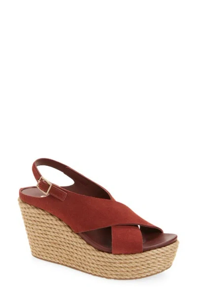 Pedro Garcia Donvina Platform Wedge Slingback Sandal In Burgundy