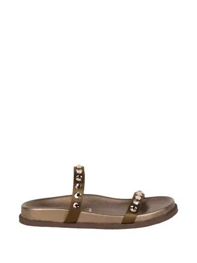 Pedro Garcia Doyle Crystal-embellished Satin Sandals In Brown