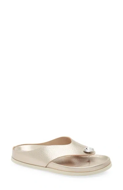 Pedro Garcia Duna Crystal Embellished Sandal In White Gold Cervo Lame Crystal