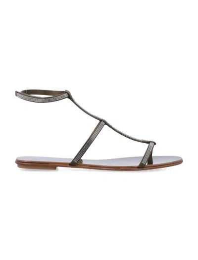 Pedro Garcia Elegant Flat Sandals For A Refined Look In Blue