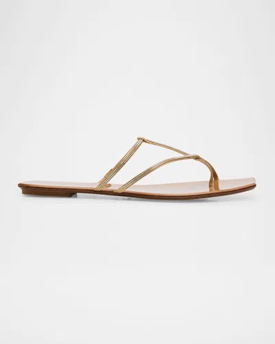 Pedro Garcia Embellished T-strap Slide Sandals In Ore