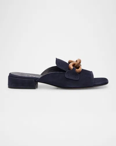 Pedro Garcia Enna Suede Chain Loafer Mules