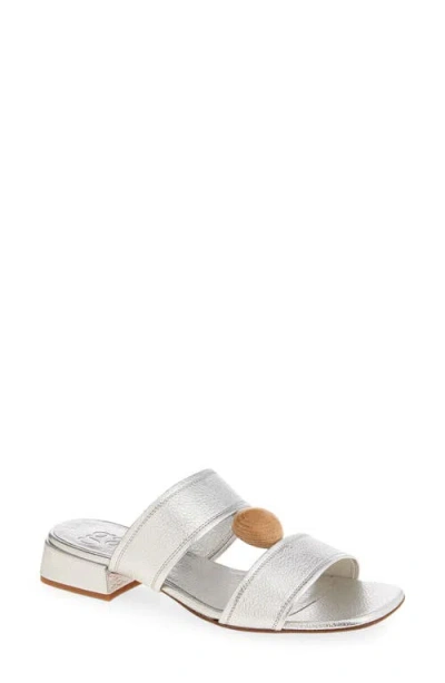 Pedro Garcia Eris Leather Slide Sandal In Silver