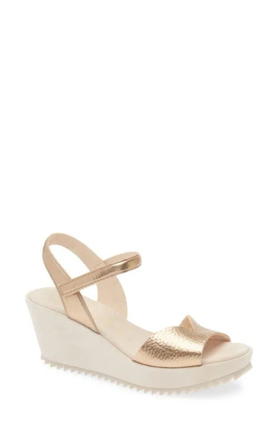 Pedro Garcia Fantina Platform Wedge Sandal In Cava Cervo Lame