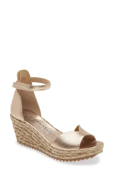 Pedro Garcia Feba Water Resistant Espadrille Wedge Sandal In Cava Cervo Lame