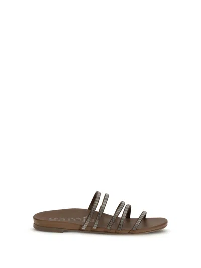 Pedro Garcia Flat Slip-on Leather Beatrix Sandal In Multi