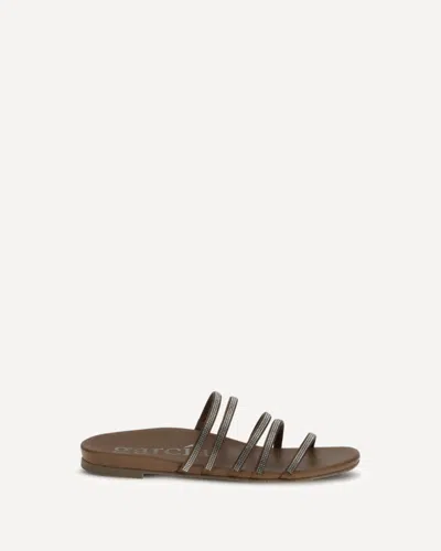 Pedro Garcia Flat Slip-on Leather Beatrix Sandal In Burgundy