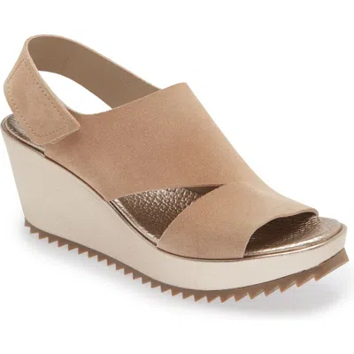 Pedro Garcia Fritzi Slingback Platform Wedge Sandal In Sirocco Castoro + Cervo Lame