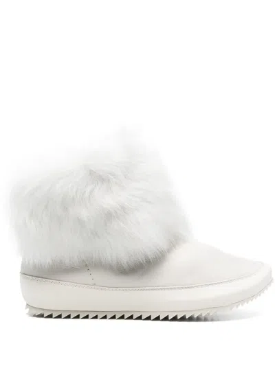 Pedro Garcia Fur-trimmed Leather Boots In White